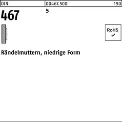 Rändelmutter DIN 467 niedrige FormM4 5 100 Stück