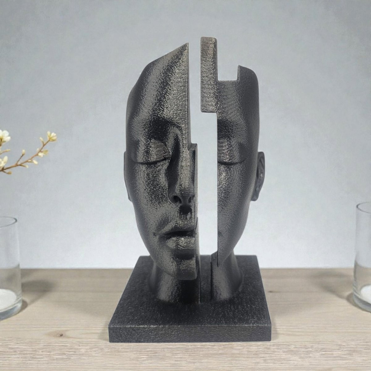 Layerzz - The Split Mind - Modern abstract 3D geprint beeld voor op tafel - 20 cm