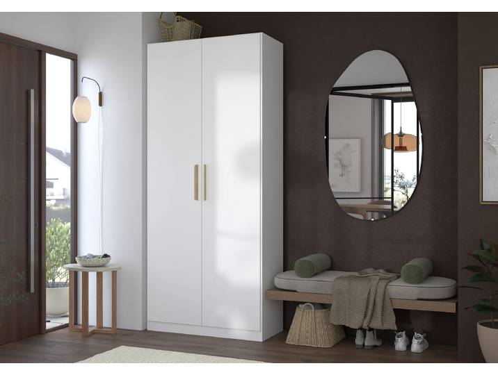Garderobenschrank Avena 91cm Weiß/Alpinweiß/Eiche