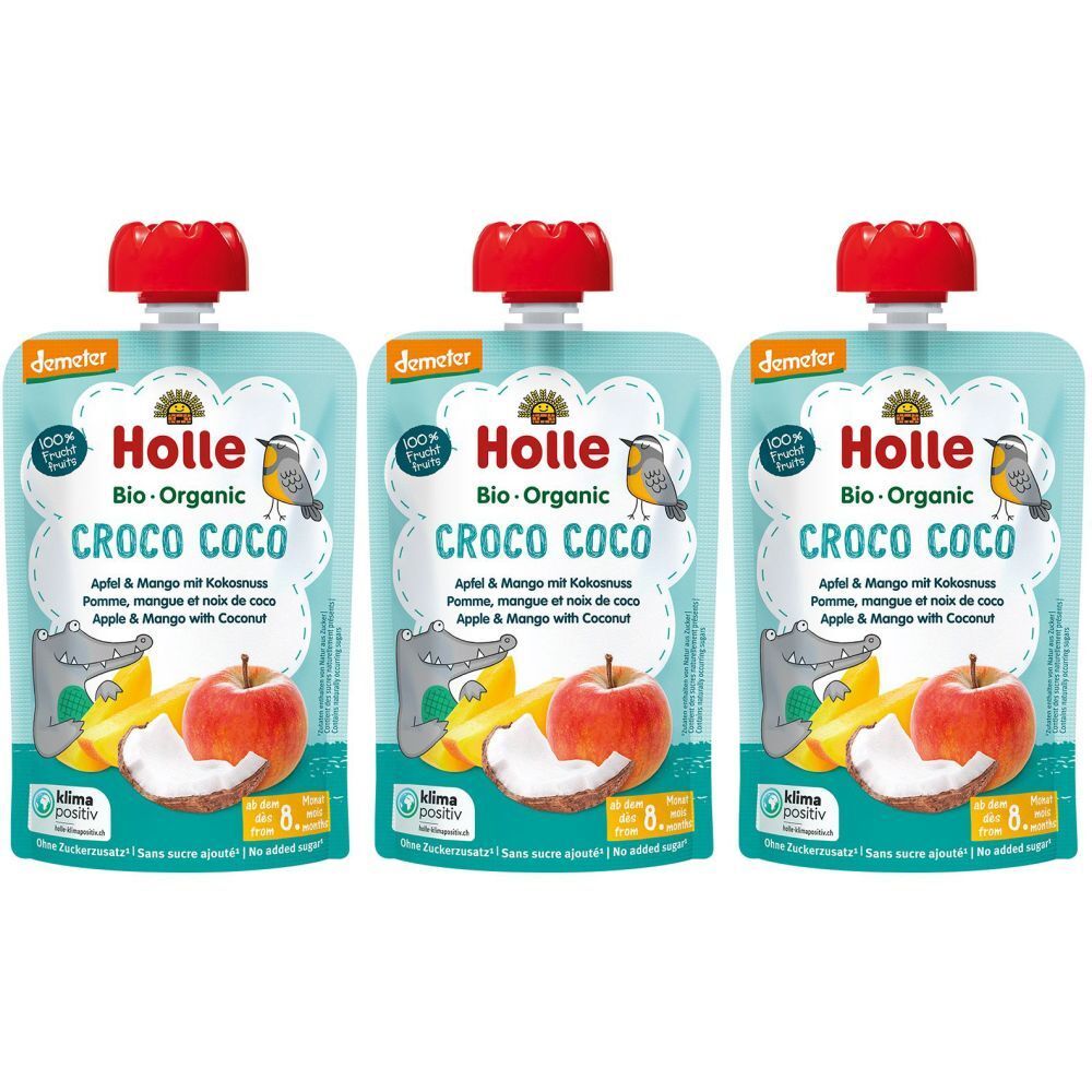 Holle Croco Coco Pouchy Apfel Mango Kokosnu 100 g x3 3x100 Trinklösung