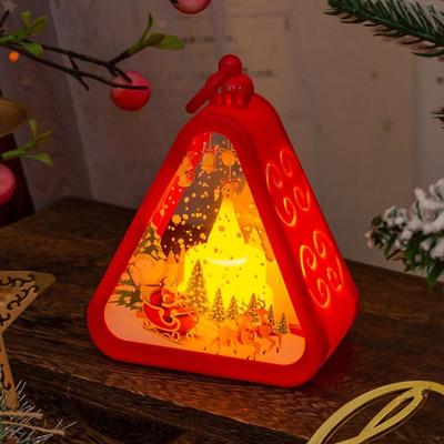 Uplift Picks Mini Christmas LED Lantern Holiday Table Decoration With Santa Or Snowman red D