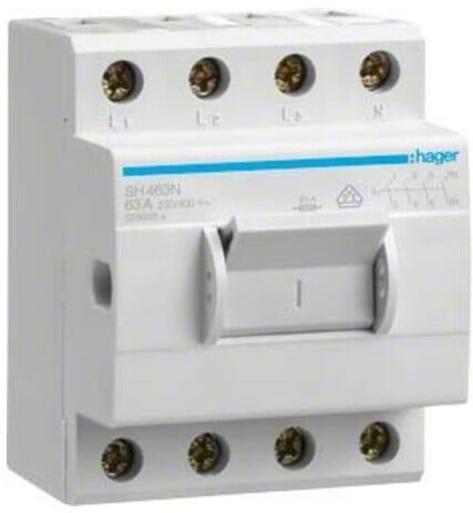 Hager Interrupteur sectionneur 63A, 4 pôles, 3,5PLE SH463N (SH463N)