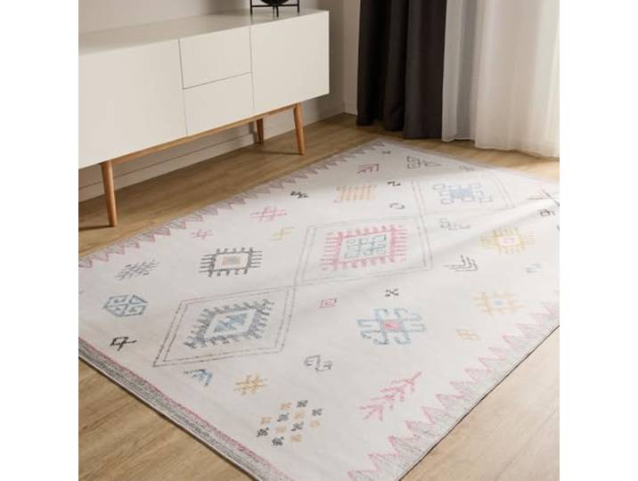 benuta Basic Waschbarer Teppich George - Multicolor 120x170 cm - Kunstfaser - Rechteckig & im Style: Vintage, Elegant, Retro - Pflegeleicht für Wohnzimmer Schlafzimmer