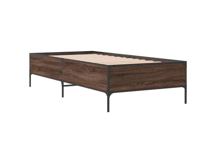 vidaXL Bett Bettgestell Braun Eichen-Optik 100x200 cm Holzwerkstoff Metall