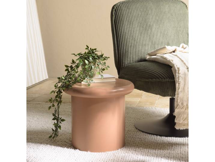 Agathe - Table D'Appoint Ronde En Bois Peint Marron D40cm