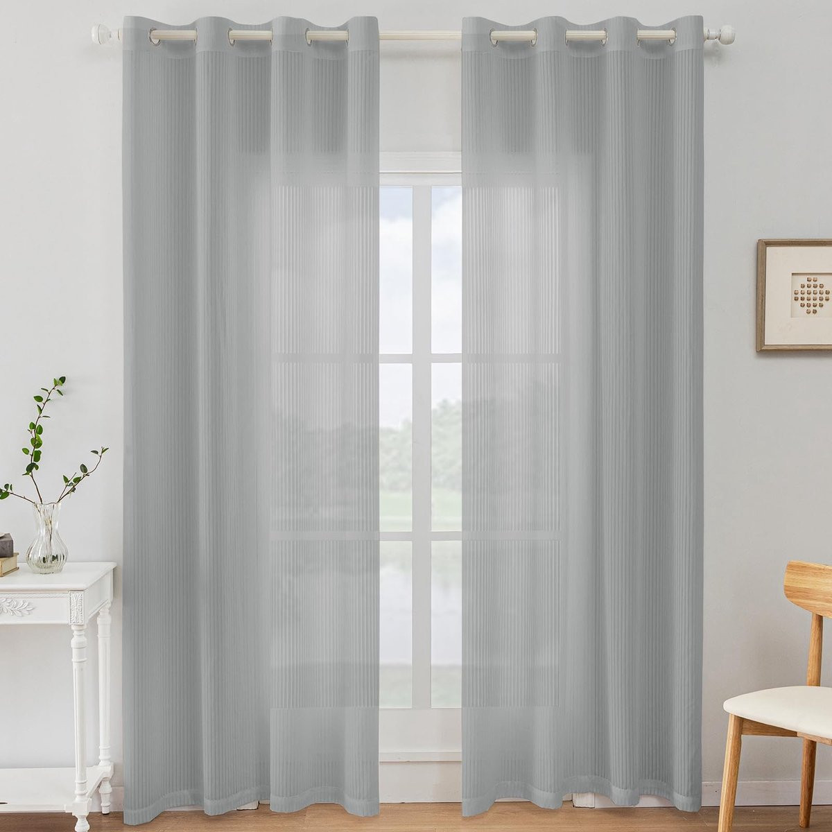 Aladdien Gordijn Set van 2 - Transparante Binnengordijnen - Grijs - 140 x 280 cm