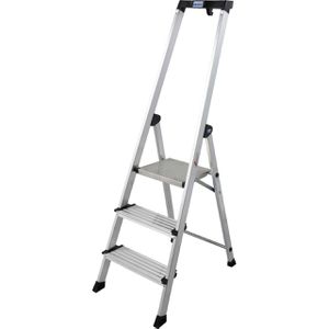 Krause Stehleiter Monto Safety PlusLine, 127914, aus Aluminium, bis 150kg, mit 3 Stufen à 12,5cm Tiefe