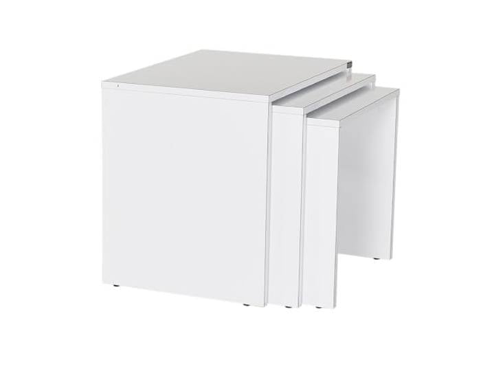 Hanah Home Modernes weißes Couchtisch-Set (3-teilig) 100% melaminbeschichtete Spanplatte, 16 mm stark Stilvoll und funktional fürs Wohnzimmer