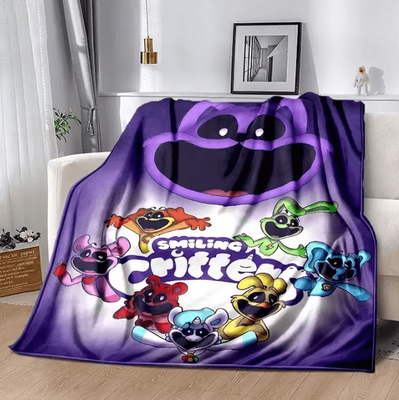 Inspire Curations Smiling Critters Cartoon Soft Flannel Throw Blanket p4 125x100cm 50x40in S