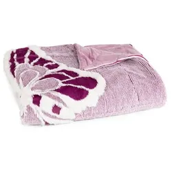 MONT CHALET leichtes Plaid Schmetterlinge Lammfellimitat hoch/tief, 150x200cm