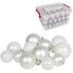 Glas-Weihnachtskugel-Set 72tlg + Box Weihnachtsbaumkugeln Christbaumschmuck Deko
