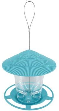 Evergreen Home Goods Automatic Bird Feeder, Hanging Outdoor Feeder With Multiple Hole Dispenser, Foot Activated Food Container Holder blue