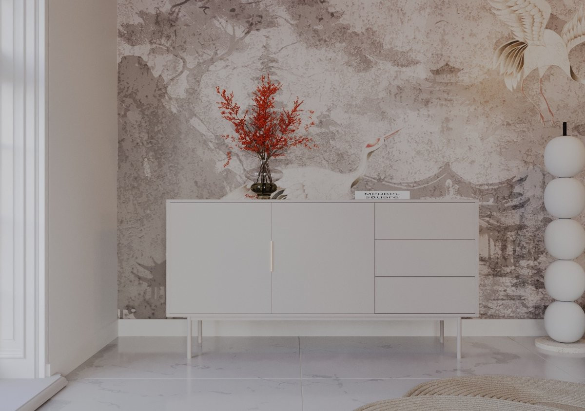 Meubel Square Dressoir Luxora Kajsmier met soft-close lades, Breedte: 154 cm