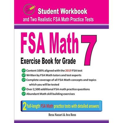 FSA Math Exercise Book for Grade 7, Taschenbuch von Reza Nazari,Ava Ross, Effortless Math Education, 978-1-970036-56-5