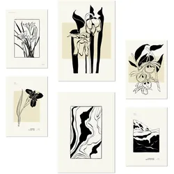 POSTER Set Mit 6 B & W Blumen A3 & A4 Rahmenlos