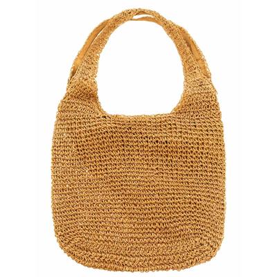 Tragetasche ZWILLINGSHERZ "Shopper", Damen, dunkelbeige, Grobstrick, Papierstroh, unifarben, Taschen, geflochtenes Material, Schulterhenkel