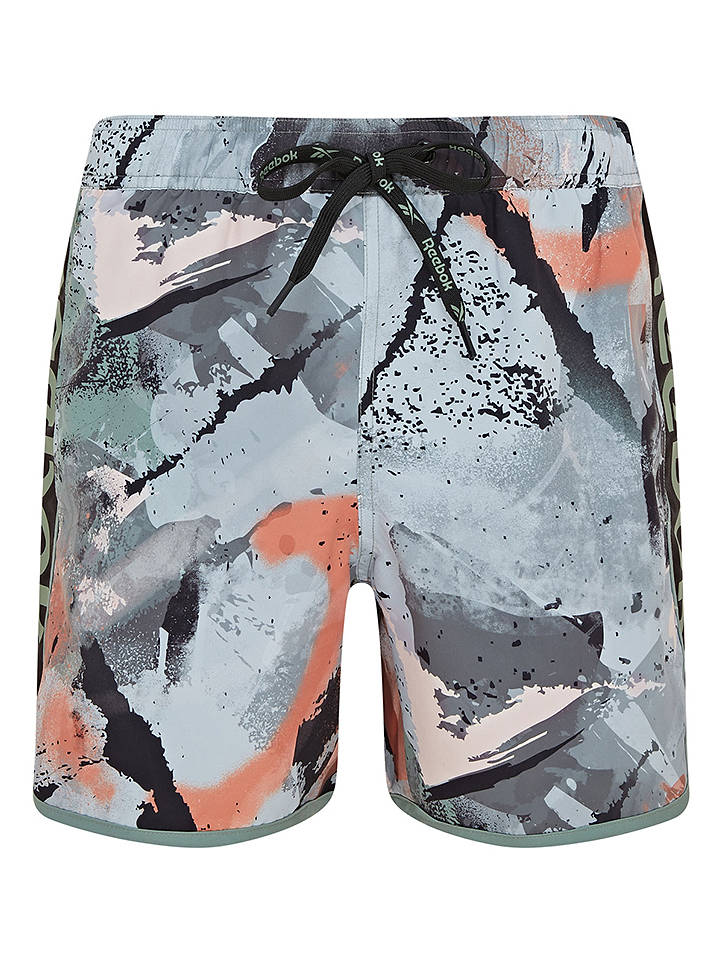 Reebok Badeshorts "Elias" in Türkis/ Hellblau/ Schwarz - L