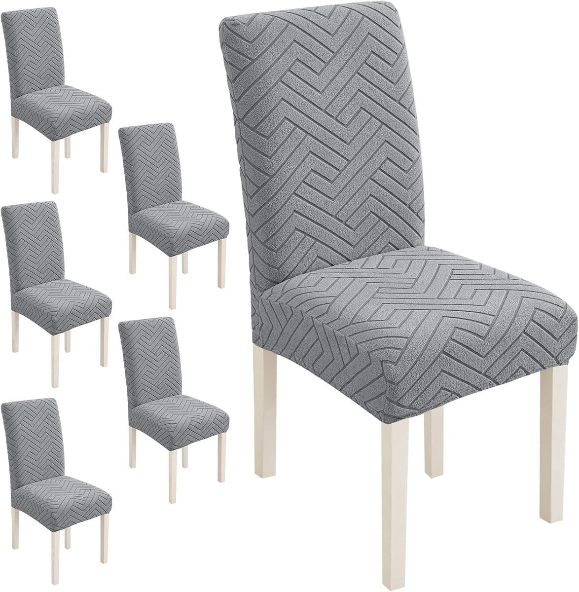Set van 6 universele elastische stoelhoezen met rugleuning, moderne en vlekbestendige bescherming voor je eetkamerstoelen