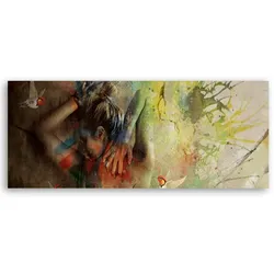 WANDBILD frau und kolibris