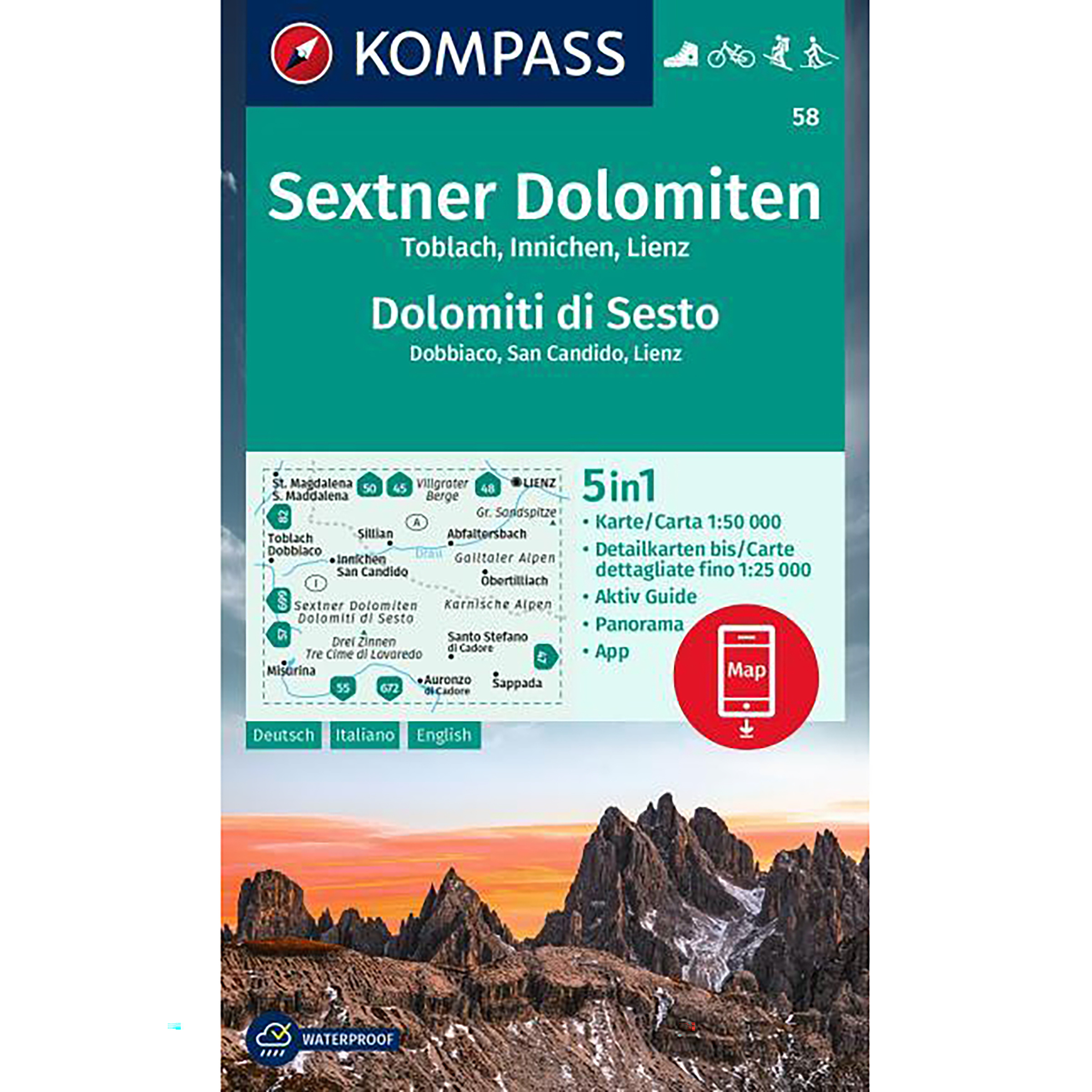 Kompass Verlag WK 58 Sextner Dolomiten - Dolomiti di Sesto Topografische Karten