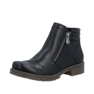 Stiefelette RIEKER, Damen, Gr. 37, Textil, schwarz, Lederimitat, Schuhe Stiefelette, Klassik-Boots, Casual-Stiefelette mit zwei Reißverschlüssen