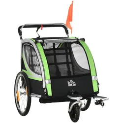 2 in 1 Kinderanhänger, Fahrradanhänger Kinderbuggy mit 5-Punkt Sicherheitsgurt