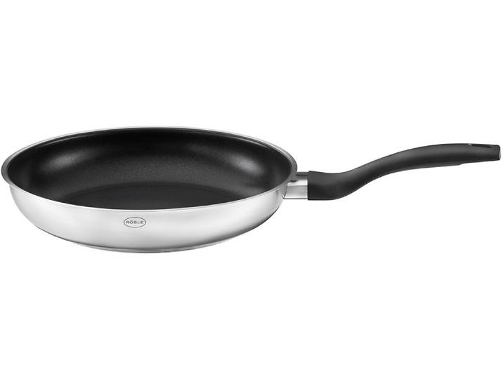 Bratpfanne RÖSLE Basic Line , silber (silberfarben, schwarz), B:25,5cm H:8,5cm L:45,5cm Ø:24cm, Pfannen, Bratpfanne, mit Antihaftversiegelung ProPlex, Schüttrand, Induktion