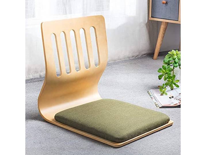 wanghaiyanBD Bodenstuhl mit Rückenlehne, beinloser Netz-Bodenstuhl, Tatami-Meditationsstuhl aus Holz, Erkerfenster-Lounge-Sessel, gemütliche Couch zum Lesen und Fernsehen