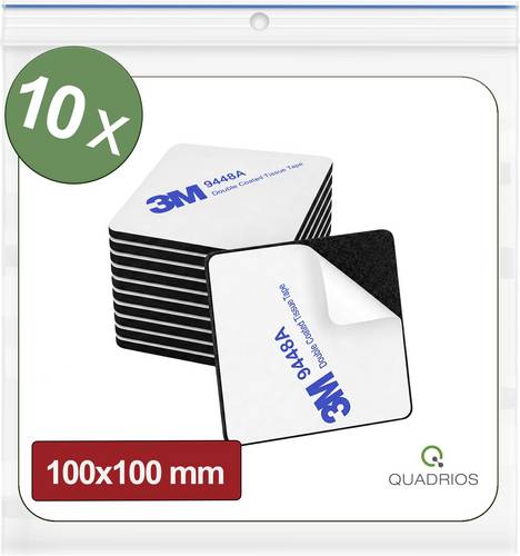 Quadrios 26SA176 26SA176 Doppelseitige Klebepads Schwarz (L x B) 100mm x 100mm 10St.