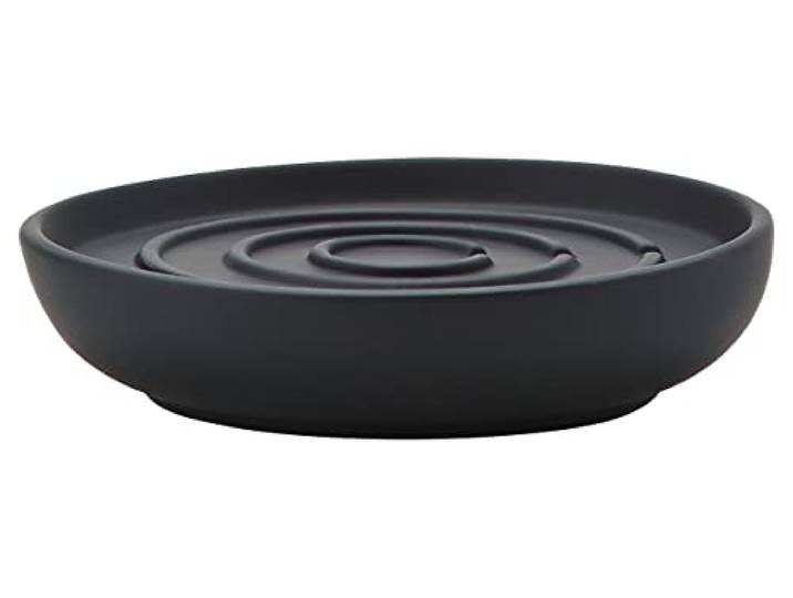 Zone Denmark Nova Porte-Savon\, Porte-Savon en Porcelaine avec revêtement Soft Touch\, diam. 11 cm\, Hauteur 2\,5 cm\, Noir