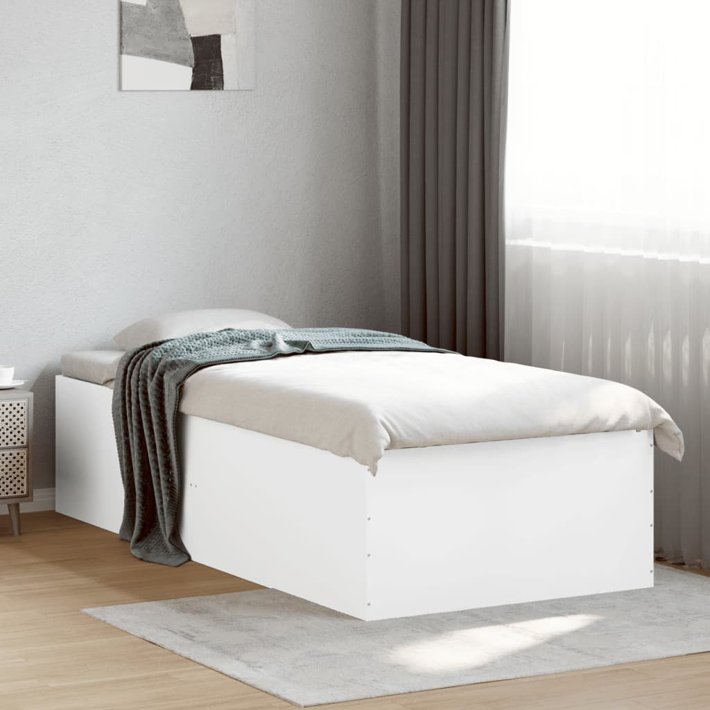 17 Stories Pautauros Bed White Single (90 x 190 cm)