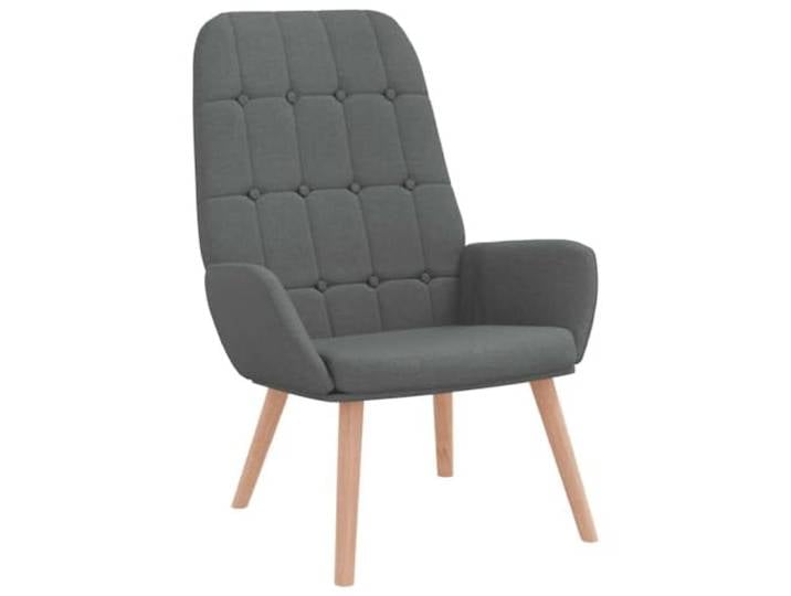 Relaxsessel Dunkelgrau aus Polyestergewebe mit Holzfüßen Stabiler Sperrholzrahmen und Metall, dicke Sitzfläche, Armlehnen, für Wohnzimmer, Schlafzimmer und Büro