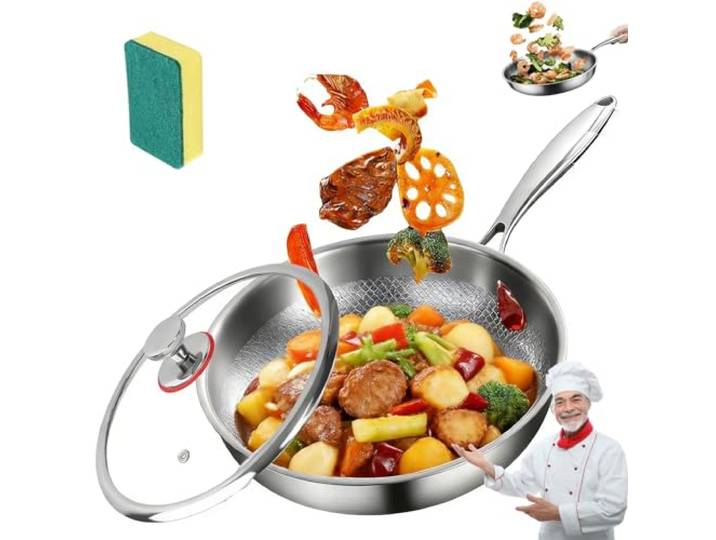 DZ'HUE Kovali Titan Bratpfanne, 26/28/30 cm Kovali Pan with Lid, GehäMmert Antihaft-Bratpfanne FüR Die KüChe, Geeignet FüR Induktion und Alle Herdarten (With Lid,28 cm)