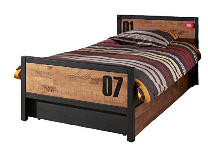 Vipack Alex Eenpersoonsbed, 90 x 200 cm, massief grenen + lattenbodem + uitschuifbed