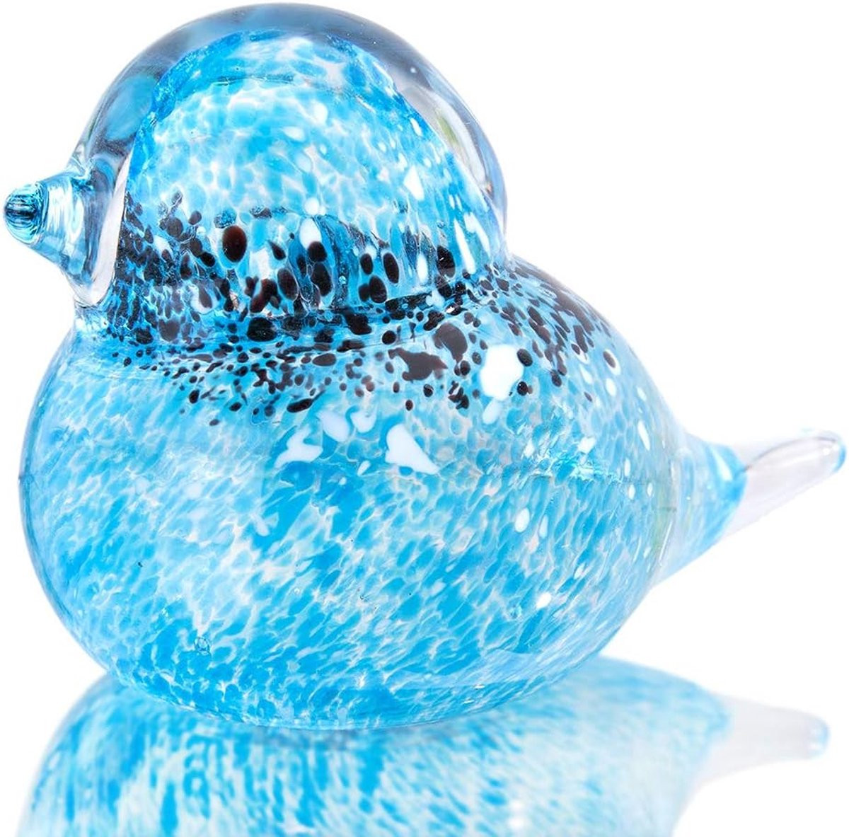 Handgeblazen blauwe glazen vogel sierfiguur voor op tafel