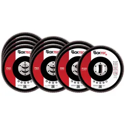 BOXTEC Fächerscheiben BRAUN 125mm Lamellenscheiben Schleifscheiben für Metall & Holz 10er Pack MIX-Set