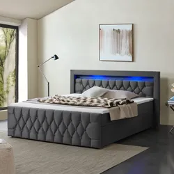 Boxspringbett Leona - Samt - Grau