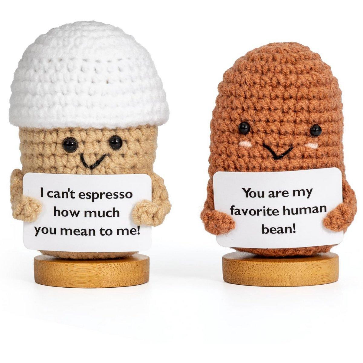 Minicee Gehaakte koffieset met houten voetjes, 2-delig