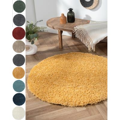 Hochflor-Teppich "My Shaggy", gold (goldgelb), H:37mm Ø:100cm, Polypropylen (PP), MYFLAIR MÖBEL & ACCESSOIRES, Teppiche, Uni-Farben, leicht glänzend, extra weich, auch in rund & als Läufer