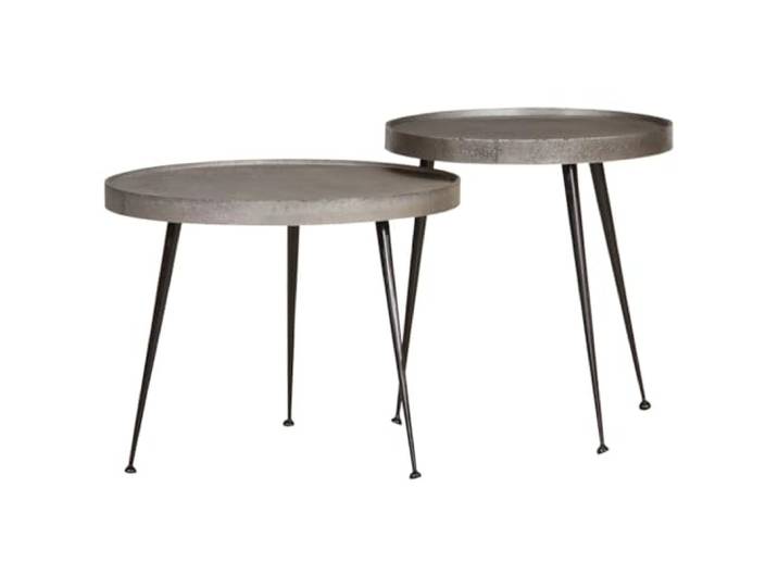 GHVBNMF Couchtisch 2er Set Silbern Schwarz aus Holzwerkstoff Metall Stilvolles 2er-Set Beistelltische für Wohnzimmer und Schlafzimmer. Robustes Design mit pflegeleichter Oberfläche.