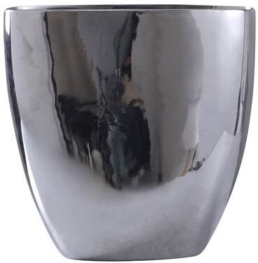 Harp & Finial Darius Shiny Silver Chrome Ceramics Vase