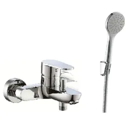 Fukana pure Wannenarmatur Aufputz mit Wannenset chrom, mit Handbrause, Brauseschlauch und Halter