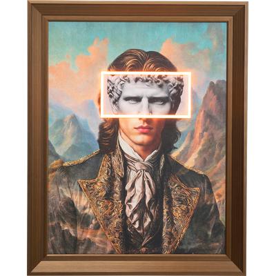 LED-Bild KARE DESIGN "Gerahmtes Bild Art Gentleman 80x100cm", braun (farbe bild(er): mehrfarbig), B:80cm H:100cm T:6,5cm, Leinen, MDF, Polyresin, Bilder