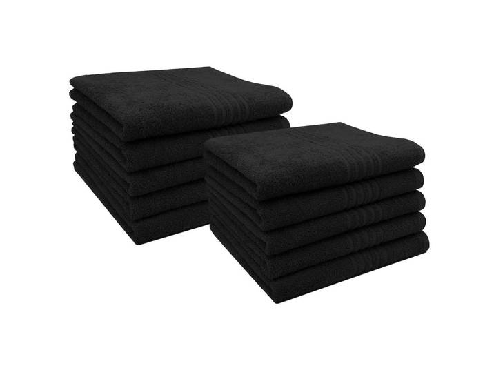 Zollner Handtücher, 10er-Set, 100% Baumwolle, Schwarz, 50x100 cm, Heimtextilien, Badtextilien, Handtücher