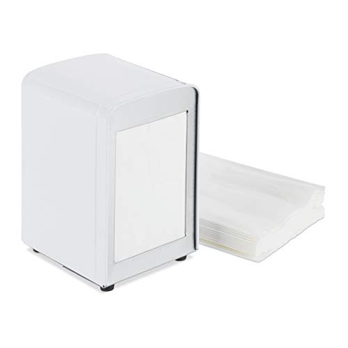 Relaxdays Servettenhouder retro wit, H x B x D: 15 x 9,5 x 11 cm