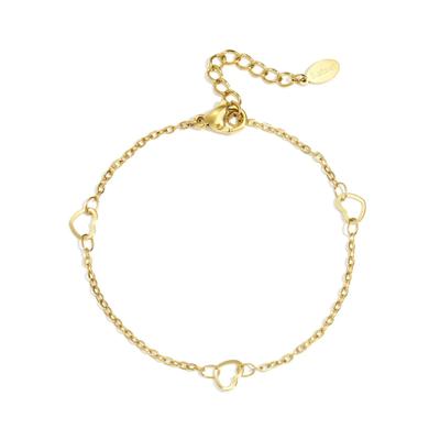 Gliederarmband ADELIA´S "Gliederarmband mit Herzmotiv aus Edelstahl, 16 cm", goldfarben, Armbänder, Damen, yehwang_16, Stahl, Gliederarmband, modisch mit herzförmigen Kettengliedern