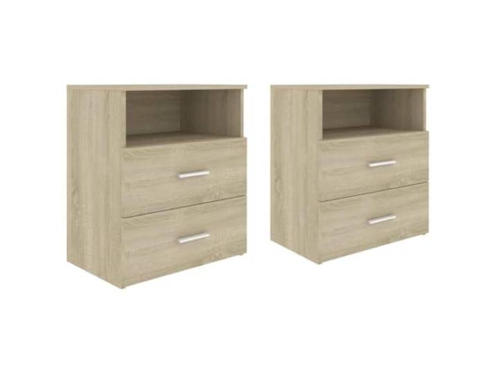 Fisinber Nachttisch 2er Set Sonoma-Eiche 50x32x60 cm Beistelltisch Moderner Nachttisch mit 2 Schubladen und Ablage für Ordnung im Schlafzimmer. Pflegeleichtes Design.