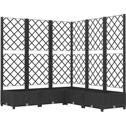 Helloshop26 - Hochbeet für Pflanzen Blumen Terrasse Garten mit Rankgitter 120 x 120 x 121,5 cm schwarzes PP 02_0038225