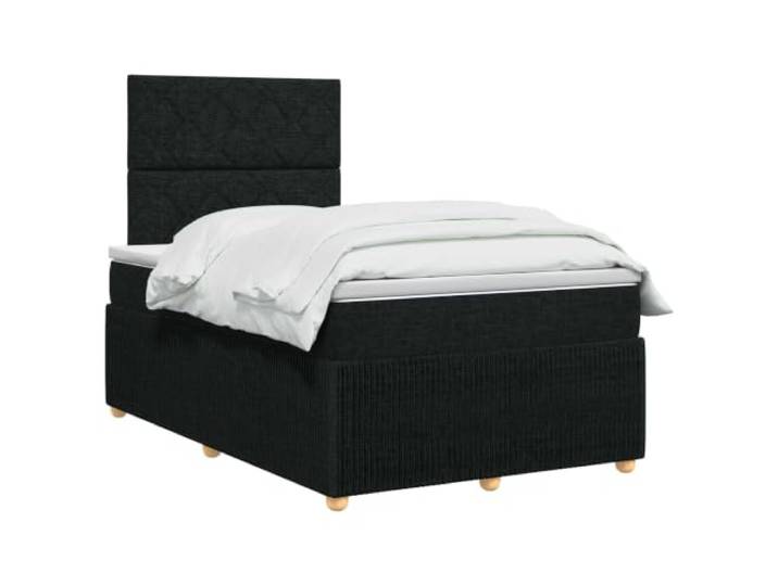vidaXL LED Boxspringbett mit Matratze Schwarz 120 x 190 cm Stoff LED-Beleuchtung für modernen Charme, Verstellhöhe des Kopfteil, Taschenfederkernmatratze für Anpassung