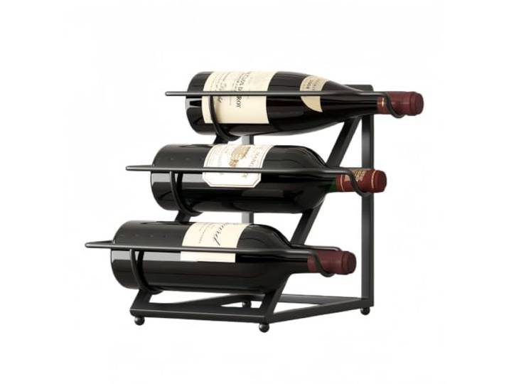 TeeoQaeo Metall Weinregal Freistehend In Z Form Tisch Flaschenhalter Für Weinflaschen 3 Stufig Geneigte Aufbewahrung Küchenarbeitsplatte Organizer Für Hausbar Getränke Und Schrankschrank(Black)